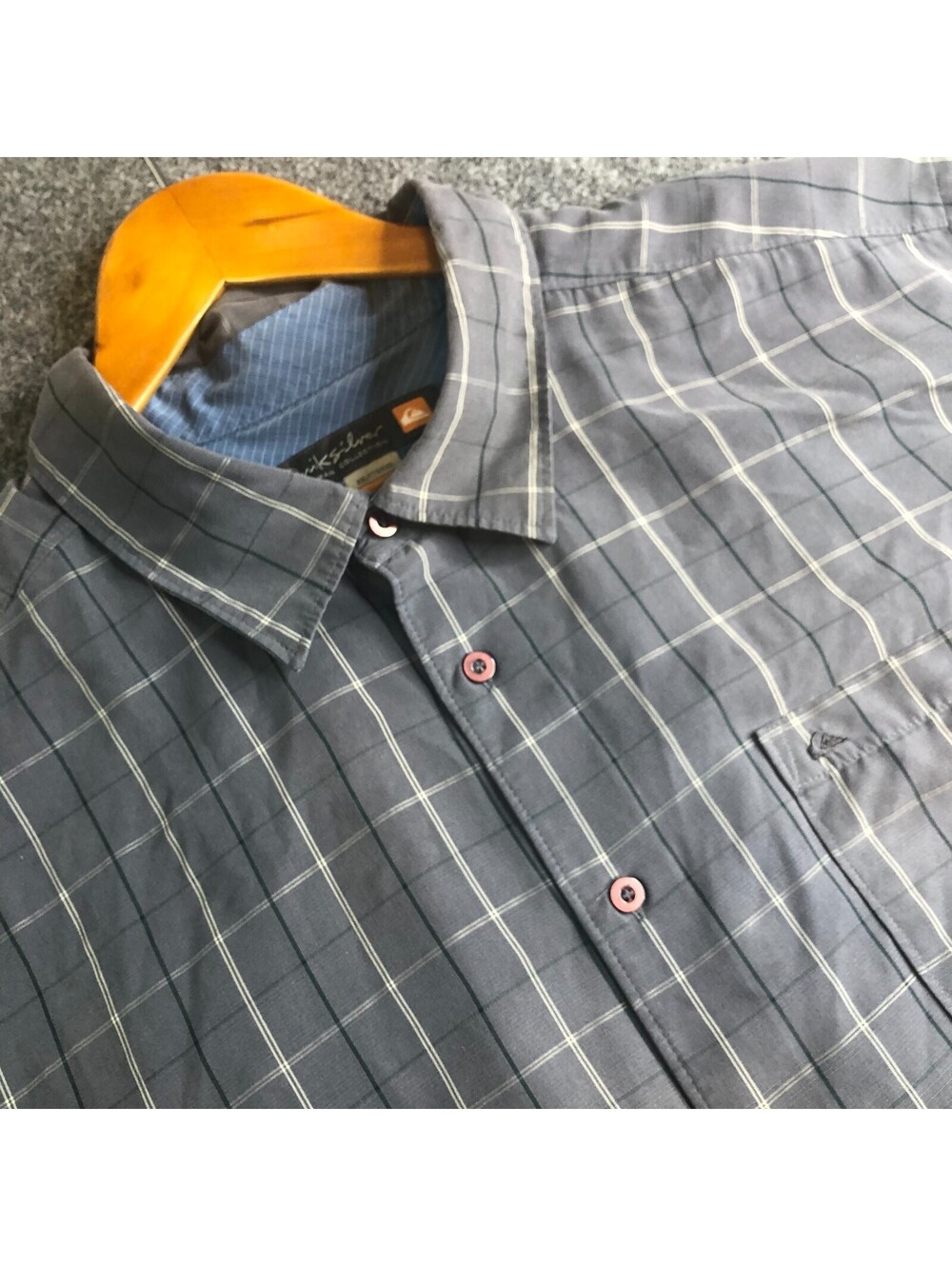 Quiksilver Waterman Shirt Mens XXL Gray Short Sleeve Button Up Comfort Fit